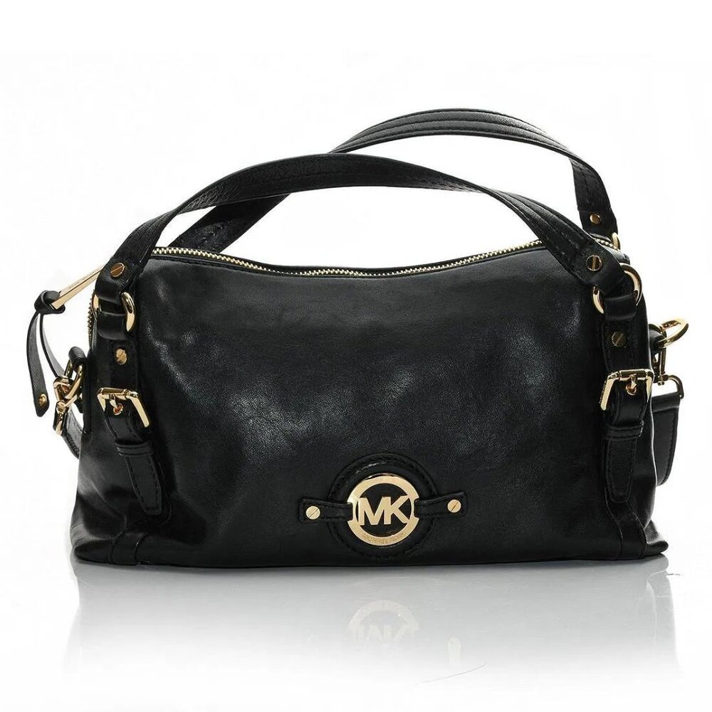 Michael Kors Black Leather Satchel with Cross Body Leather Strap